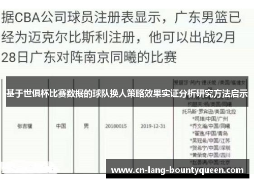 基于世俱杯比赛数据的球队换人策略效果实证分析研究方法启示